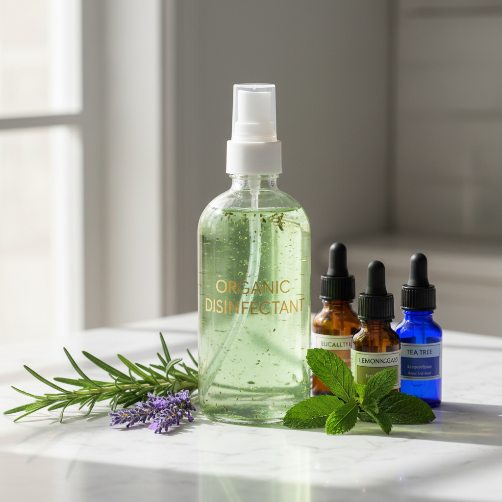 Organic disinfectant spray with essential oils and herbs