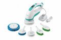 Cordless electric spin scrubber with multiple brush head attachments