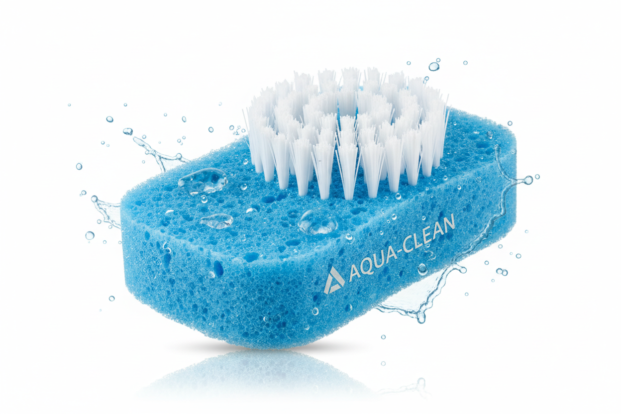 Magic dish sponge with built-in scrubbing brush and absorbent texture